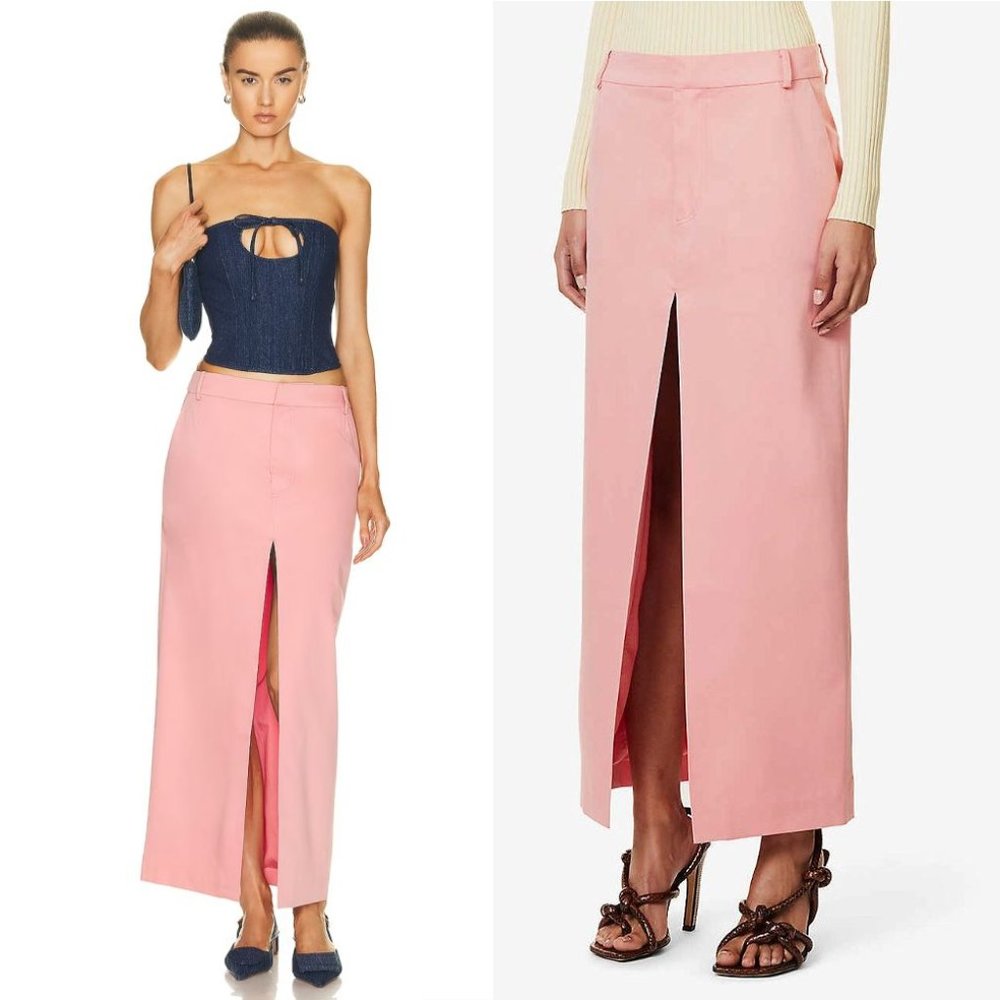 SIR. the label Giacomo Front Split Midi SKIRT Size 4 XL Pink Pockets NEW $550